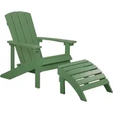 Beliani Gartenstuhl mit Hocker Armlehnen Adirondack