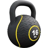 GORILLA SPORTS® Kettlebell Gummi | Eisensandkern & Gummiummantelung | Ergonomischer Griff | 4 kg bis 20 kg | Kraft- und Functional-Training (d) 16kg Gelb)