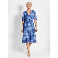 GOLDNER Sommerkleid Wickelkleid Blütenprint Blau 40