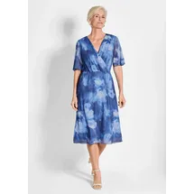 GOLDNER Sommerkleid Wickelkleid Blütenprint Blau 40