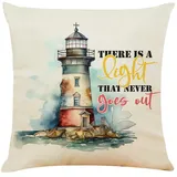 Kissenbezug 80x80 Roter Weißer Leuchtturm Kopfkissenbezug 80x80 Superweicher Baumwolle Hanf Couchkissen Resistent Atmungsaktiv Kissenbezüge 80x80 Verdecktem Zip Voll Sofakissen 80x80cm/1 Pcs