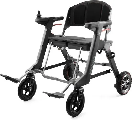 ROAMATE RMM-001 (Schwarz), 3-in-1 intelligentes Reise-Unterstützungsgewicht, Modus als Schiebehilfe, Gehhilfe und Elektro-Rollstuhl, flugtauglich, einhändiges Faltensystem, Übergeschwindigkeitsschutz