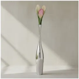 KADIMA DESIGN Große moderne Aluminium Blumenvase in Silber, 75 cm hoch, stilvoll