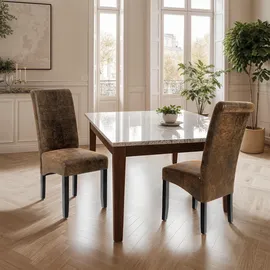 Tectake Esszimmerstuhl gepolstert Kunstleder braun 2er Set