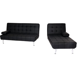 Mendler Schlafsofa HWC-K22, Couch Ecksofa Sofa, Liegefläche links/rechts Schlaffunktion 236cm ~ Kunstleder schwarz