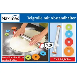 Maximex Teigrolle mit Abstandhalter Edelstahl 43 x 6,5 cm