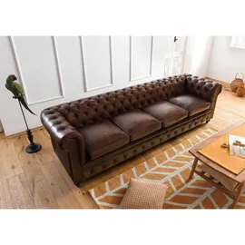 Massivmoebel24 Couch Leder 4-Sitzer Braun