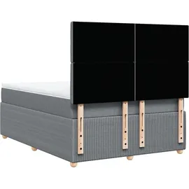vidaXL Boxspringbett mit Matratze Hellgrau 140x200 cm Stoff