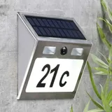 Hi Haushalt International Edelstahl Solar LED Hausnummer 3 LEDs mit Bewegungsmelder 60253