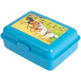 UNITED LABELS Bibi & Tina Brotdose mit Trennwand 17,5x12,8x6,9 cm, Blau, Lunchbox Pferde, Brotbox spülmaschinenfest