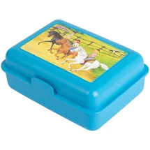 UNITED LABELS Bibi & Tina Brotdose mit Trennwand 17,5x12,8x6,9 cm, Blau, Lunchbox Pferde, Brotbox spülmaschinenfest