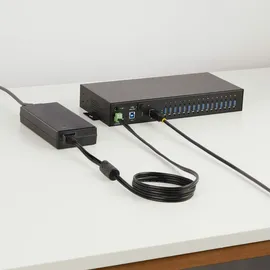 Startech StarTech.com 16-Port Industrie USB 3.0 Hub mit Netzteil, 5Gbps Verteiler/Mehrfachstecker für DIN/Rack, Dual-Host USB Switch