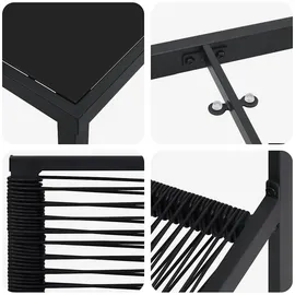 vidaXL Garten Essgruppe 7 pcs Schwarz PVC-Rattan