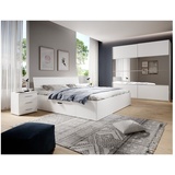 Lomadox Schlafzimmer-Set BIRMINGHAM-83, (Spar-Set, 4-tlg), in weiß mit Schwebetürenschrank Liegefläche 160x200 cm weiß