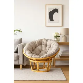moebel-direkt-online Papasansessel Baumwolle, Polyester 100 x 60 x 100 cm Beige mit Kissen