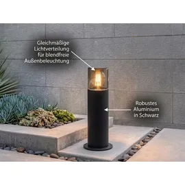 meine wunschleuchte Sockelleuchte Aluminium 30 cm 1er Set Schwarz/Rauchfarbig