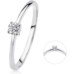 Diamantring ONE ELEMENT "0,10 ct Diamant Brillant Ring aus 585 Weißgold" Gr. 58, silber, Fingerringe, Damen, 58,mit Diamant, Weißgold 585-Diamanten, Weißgold 585, Diamanten, Damen Gold Schmuck
