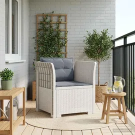 vidaXL 1-Sitzer Sessel 1 x 1 x 1 cm weiß/grau mit Kissen