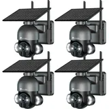 2.5K 4MP Überwachungskamera Aussen Akku,PTZ Dome ip wlan Kamera Outdoor mit pir Erkennung, 30m Farbe Nachtsicht, 2-Wege-Audio, IP66,Ein Satz von 2