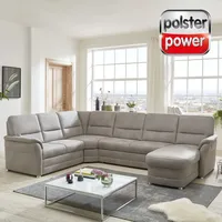 polsterpower Wohnlandschaft - alu - Microfaser - Basismodell