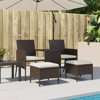 vidaXL Polyrattan Gartensofa mit Tisch & Hocker braun