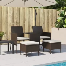 vidaXL Polyrattan Gartensofa mit Tisch & Hocker braun