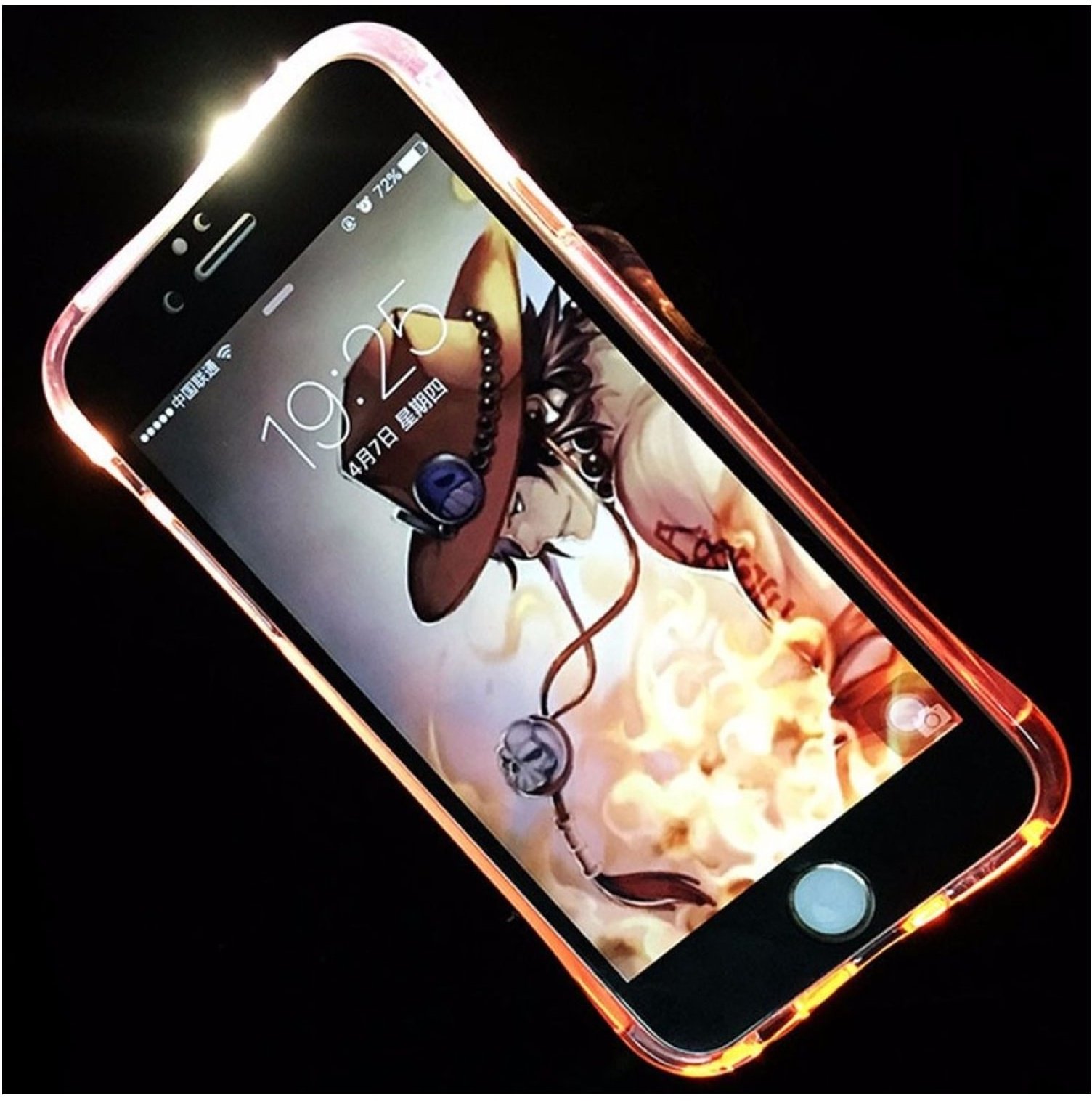 Handy Hülle LED Licht bei Anruf für Handy Apple iPhone 5 / 5s / SE Pink Case Neu