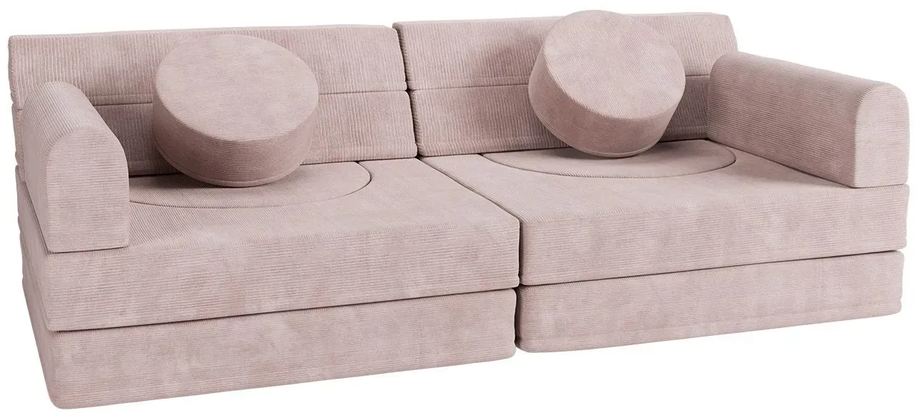 Kindersofa Kayo mit Cord Bezug & Kissen - rosa