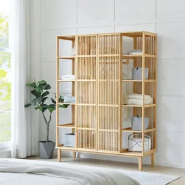 [en.casa] Garderobenschrank Hudiksvall 185 x 140 x 45 cm Beige