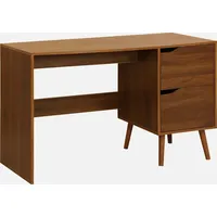 Sweeek - Schreibtisch mit 2 Schubladen mit Holzdekor Nussbaumfarben