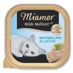 Miamor Milde Mahlzeit Geflügel pur & Lachs 64x100 g