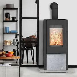 FIREPLACE Kingstone Stahl Schwarz/Abdeckplatte Speckstein