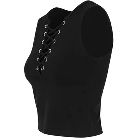 URBAN CLASSICS Ladies Lace Up Cropped Top Schwarz S