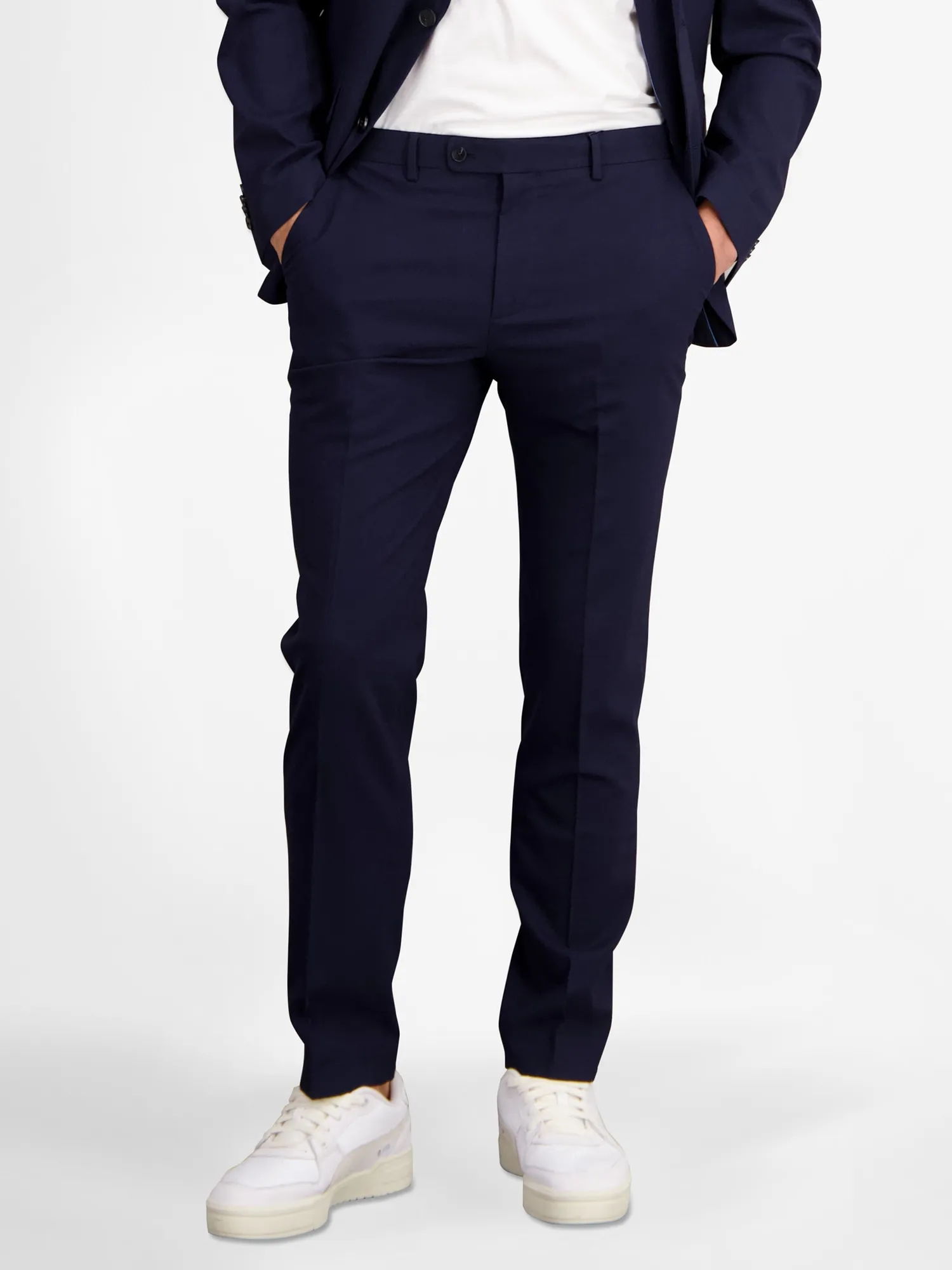 Baukastenhose LERROS "LERROS Herren Anzughose mit Stretchanteil, gerade geschnitten" Gr. 58, Normalgrößen, blau (bold navy) Herren Hosen Anzüge