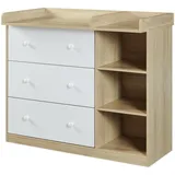 [en.casa] Wickelkommode Beldinupp mit Wickelaufsatz 93x110x55 cm Eicheoptik/Weiß [en.casa]