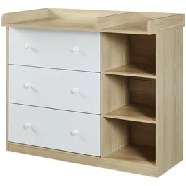 [en.casa] Wickelkommode Beldinupp mit Wickelaufsatz 93x110x55 cm Eicheoptik/Weiß [en.casa]