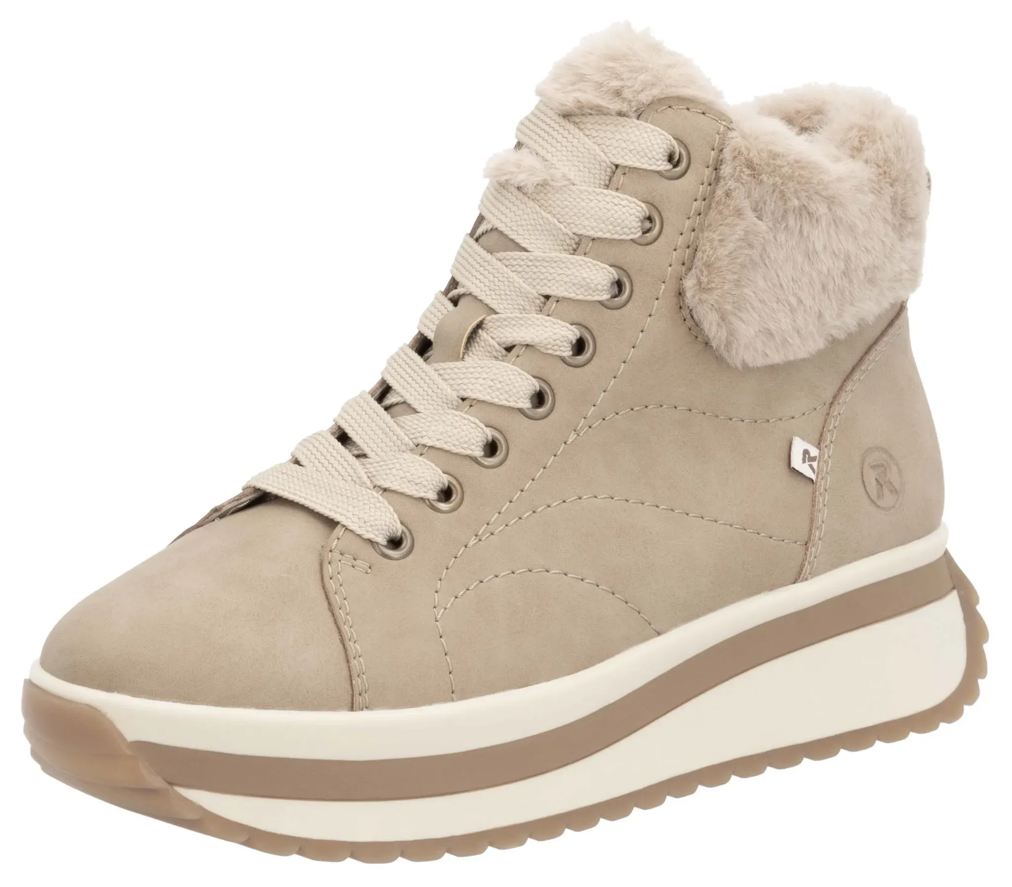 Winterboots, Keilsneaker, Plateauboots mit Fellimitatkragen, Gr. 36, hellbeige, , 77836808-36