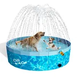 ALL FOR PAWS Hundepool mit Sprinkler, 2-in-1, klappbarer Hundepool für große Hunde, tragbarer, Rutschfester Haustierpool für den Garten im Sommer, 160 cm (L)