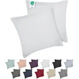 Barbons Kissenbezug 80x80 2er Set – 165 g/m2 Oeko-TEX Zertifiziert Kopfkissenbezug 100% Jersey Baumwolle weiche Kissenbezüge Kissenhülle mit Reißverschluss (80x80-Weiss)