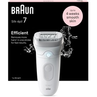Braun Silk-épil 7, Epilierer für eine einfache Haarentfernung, langanhaltend glatte Haut, 7-011, Weiß/Silber
