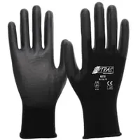 NITRAS Nylon-PU-Handschuhe, schwarz 6215-S , 1 Karton = 240 Paar, Größe S (6)