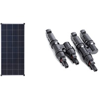 Solarv Ecoline ES160P36 Genusssolar Poly 100W 12V polykristallines Solarpanel, 160W & Offgridtec® Y-Stecker - Abzweigbuchsen (Set) kompatibel zu den gängigen Solarsteckern Stecker, 2-Fach