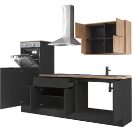 kochstation Küchenzeile 250 cm schwarz
