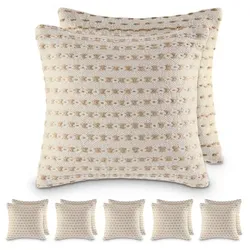 Amagohome Zierkissen 40x40cm Dekokissen 12-teilig Set 2 x 6 VE Sofakissen Baumwolle u. Jute natur