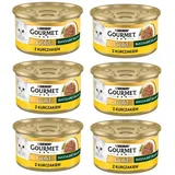 GOURMET Gold Succulent Delights Nassfutter mit Huhn für adulte Katzen 6x85g