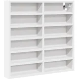 vidaXL Vitrinenschrank, Sammlervitrine 12 Ablagen, Hängevitrine Wandregal für Wohnzimmer, Glasvitrine Wandvitrine Hängeregal, Weiß Holzwerkstoff