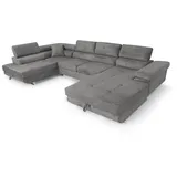 sofiland Ecksofa Aller U XXL-Ecksofa mit Schlaffunktion und Zwei Bettkästen in Grau, Linke Seite (Grau)