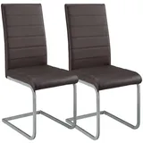 Juskys Freischwinger Vegas 2er Set mit Metall-Gestell - Bezug aus Kunstleder Braun