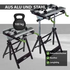 Trutzholm Werkbank Premium Alu klappbar höhenverstellbar 7 Stufen Werktisch Schnellspan...