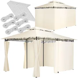 Tectake Gartenpavillon Emine 4 x 3 m inkl. 6 Seitenteile Beige